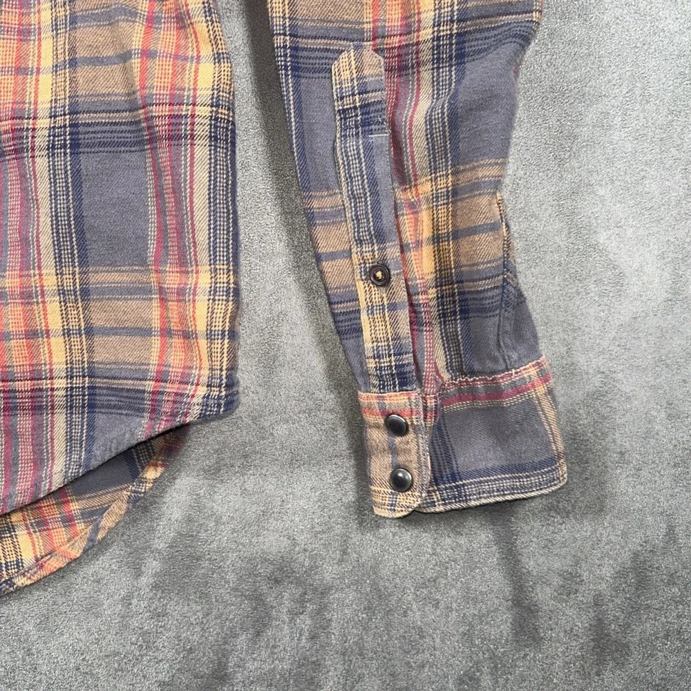 Lucky Brand Pearl Snap Flannel Shirt Mens Small Saturday Stretch Pockets